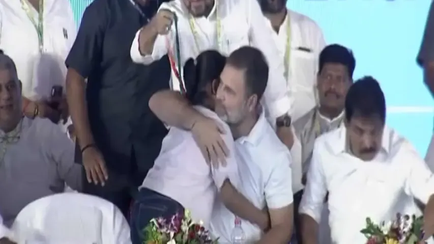 Rahul Gandhi shares a gentle hug with Neelam