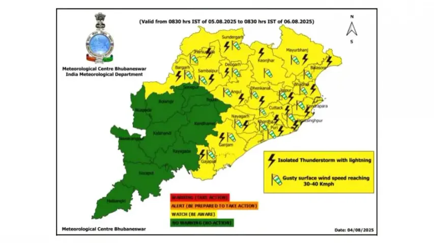 Heavy rainfall warning for these Odisha districts till August 9