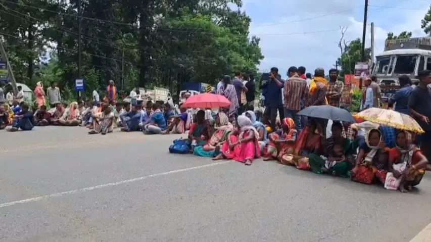 Locals at the protest site