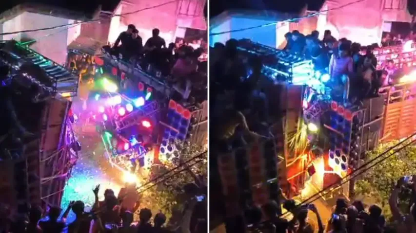 DJ trucks face-off in Odisha’s Berhampur; Vehicles clash and collide deliberately in ‘show of power’