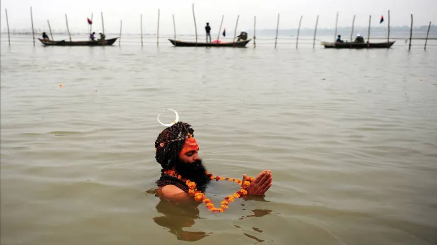 Sadhus refuse to take holy dip in Ganga due to pollution