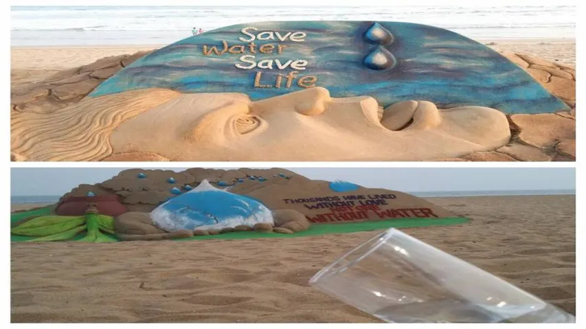 Sand artists spread awareness on world water day