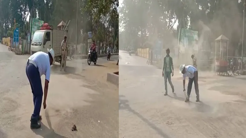 WATCH Video: Odisha Traffic Cop Sweeps Road, Receives Accolades From All