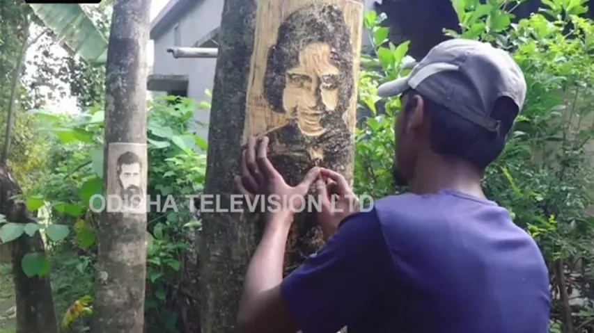 Watch: Odisha Man Carves Out Faces Of Famous Personalities On Trees To Prevent Deforestation
