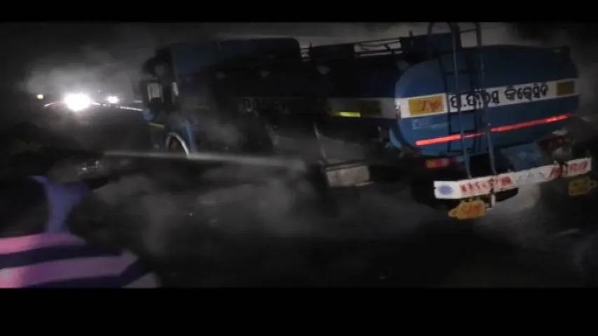 Man burnt alive after bike hits kerosene tanker,catches fire