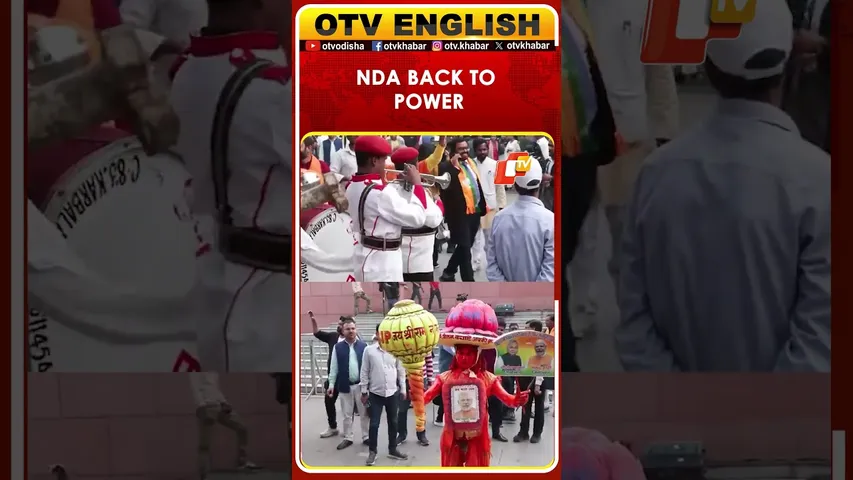 Supporters Of The BJP Celebrate At The Party Office In Delhi As NDA Set To Return To Power