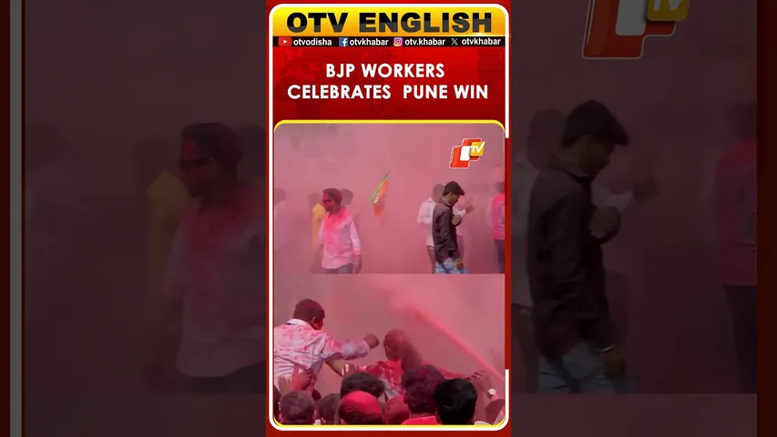 BJP Workers Celebrate Pune Civic Body Election Wins For Sai Thopte, Ganesh Ghosh