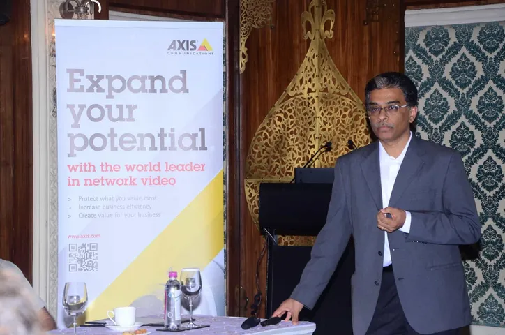 Sudhindra Holla Country Manager India and SAARC Axis Communications showcasing Axis