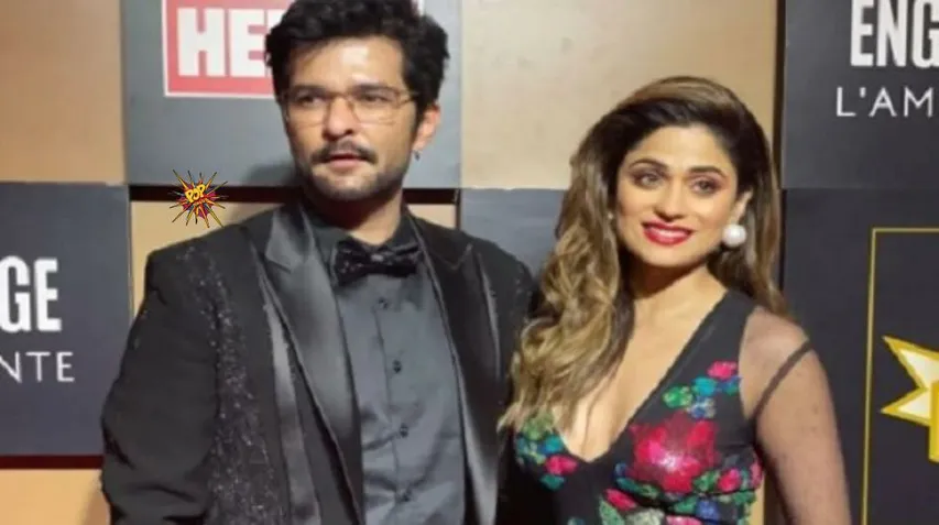Shamita Shetty and Raqesh Bapat arrive at the award function.