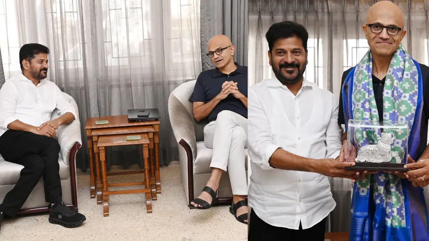 CM Revanth reddy Meets Sathya Nadella 