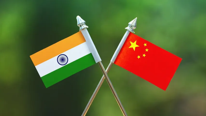India -China Flags