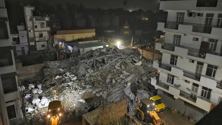 Four-storey building collapses in Delhi Burari