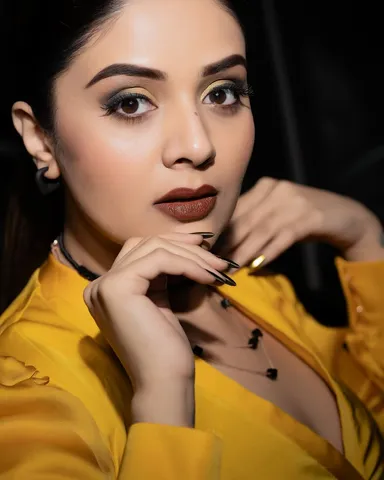 sreemukhi yellow dress