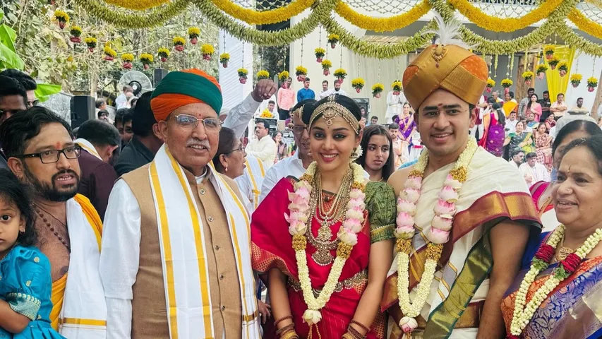 BJP MP Tejasvi Surya marries Carnatic singer Sivasri Skandaprasad in Bengaluru