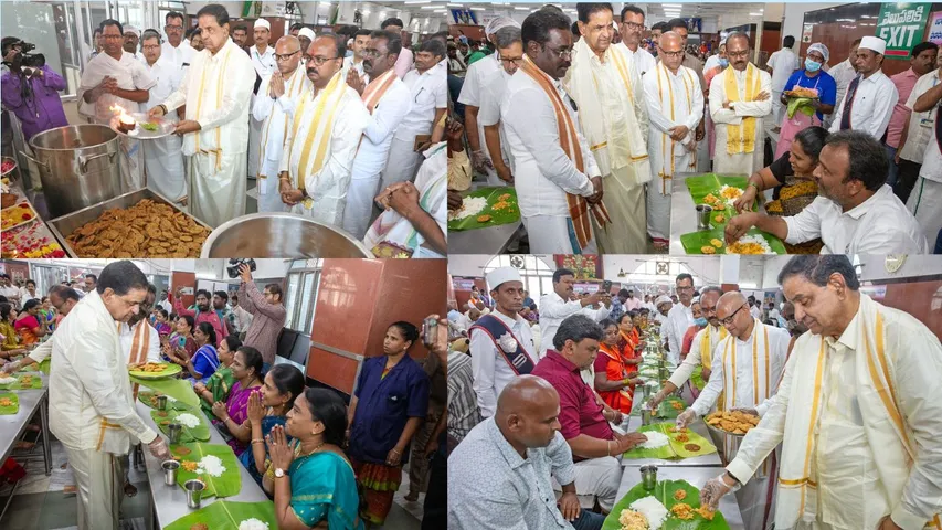 TTD CHAIRMAN br naidu DISTRIBUTES ADDITIONAL ‘VADA’ PRASADAM AMONG ANNA PRASADAMS 