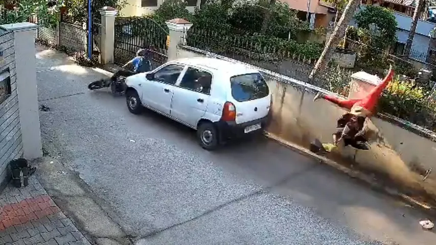 Mangalore car accident Woman Flung Into Air