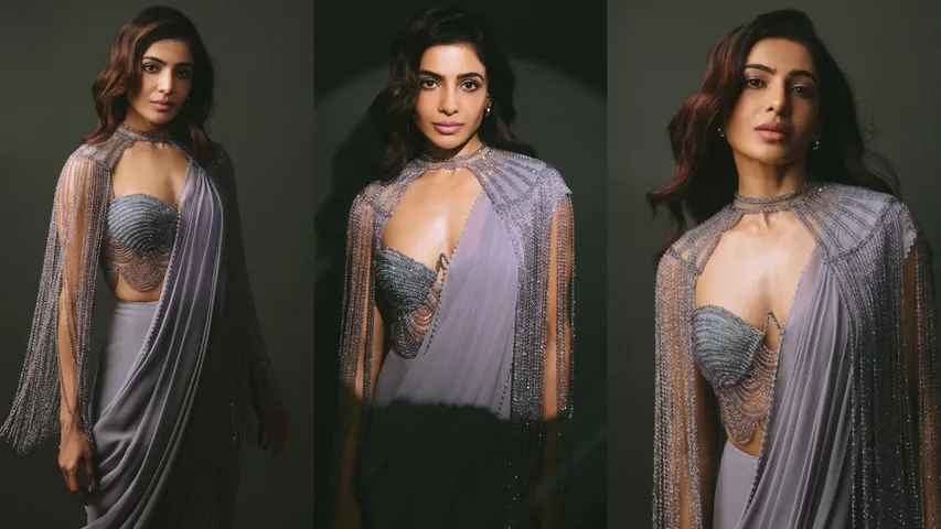 samantha lavender saree