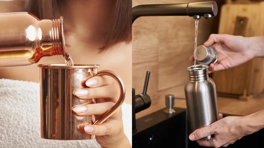 Copper or steel bottle Water 