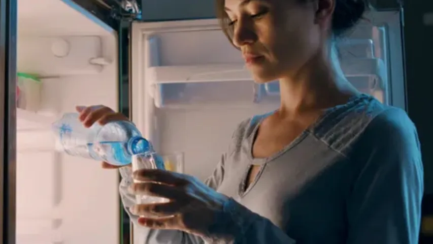 plastic bottles in fridge 