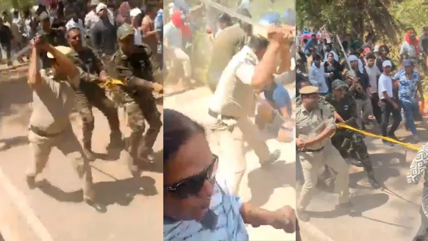 HCU students lathi charged by Police