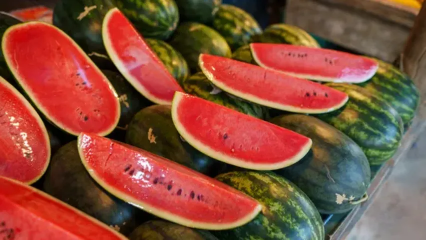 eating watermelon in summer