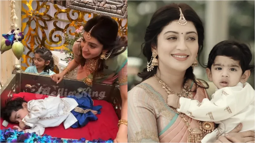 actress Pranitha son naming ceremony  