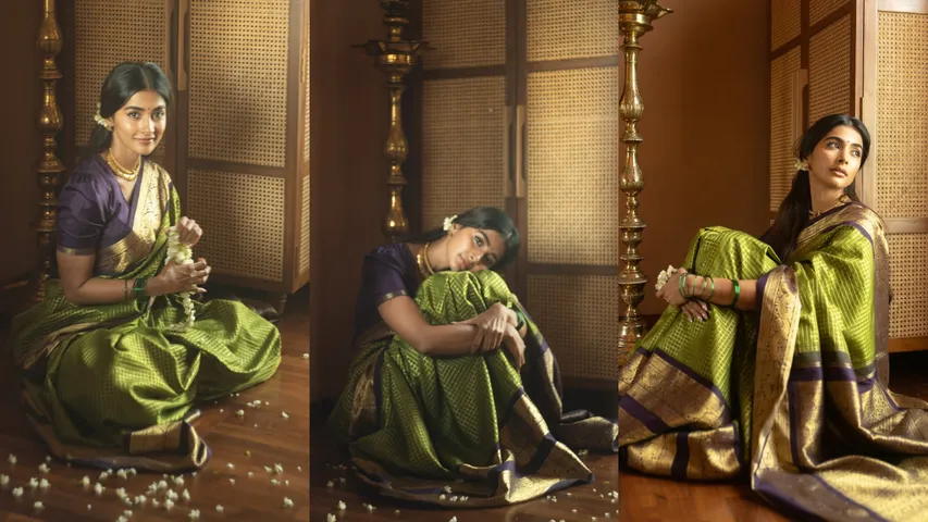 pooja Hegde in seventy year old saree