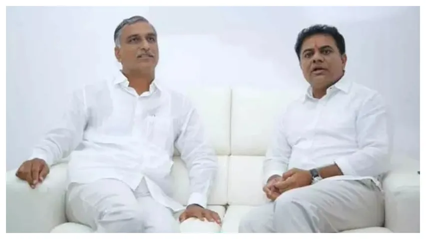 KTR visits Harish Rao's house