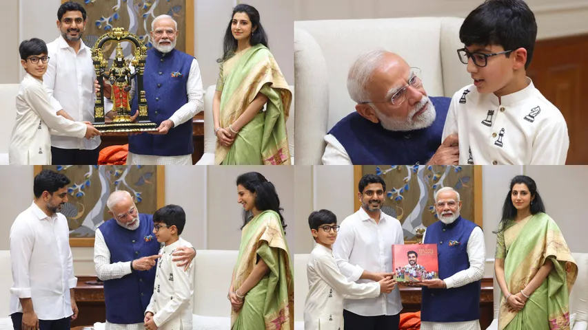PM Modi-AP Minister Lokesh Meeting