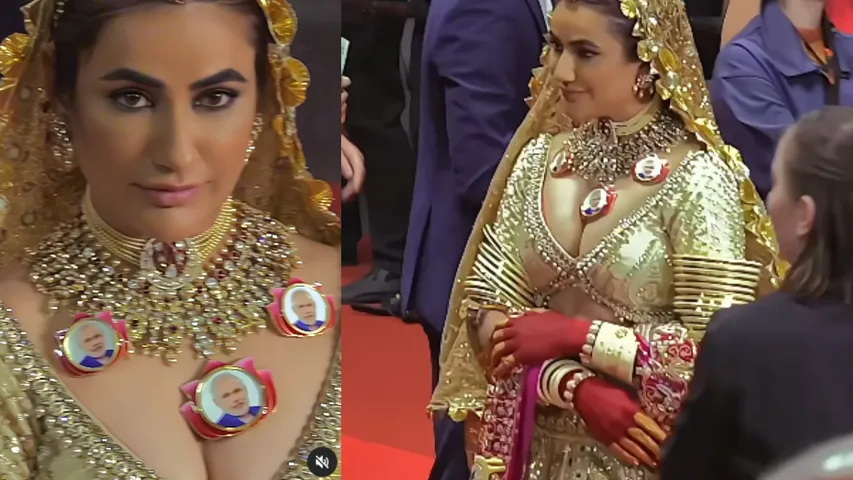 Ruchi Gujjar turns head at cannes with modi necklace