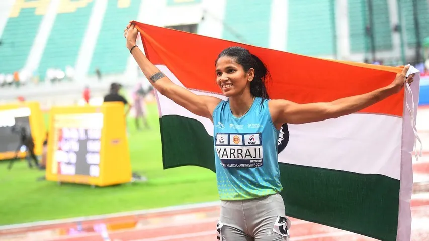 jyothi yarraji sets record wins 100m hurdles gold medal at Taiwan Athletics Open-2025