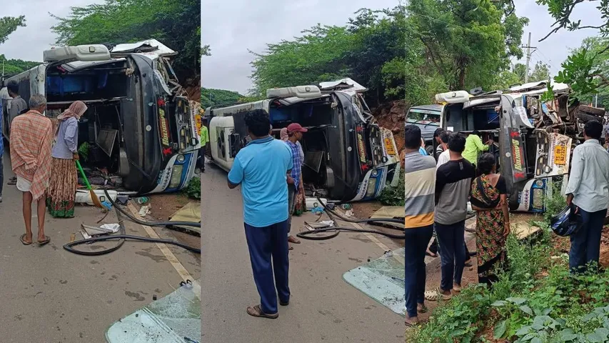 travel bus accident at kurnool domalapenta