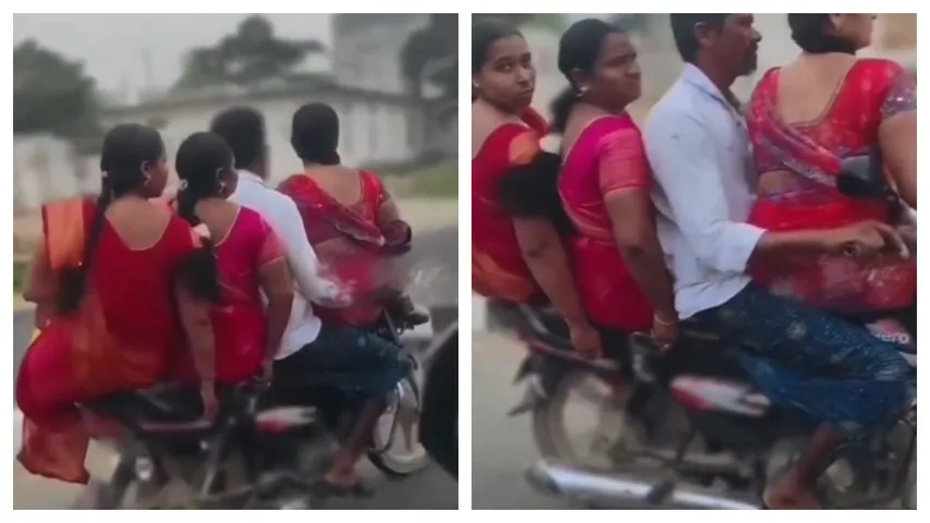 with three ladies on the same bike...