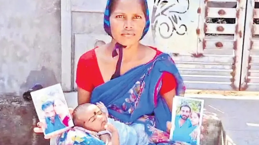 woman protests outside lover house in nalgonda District