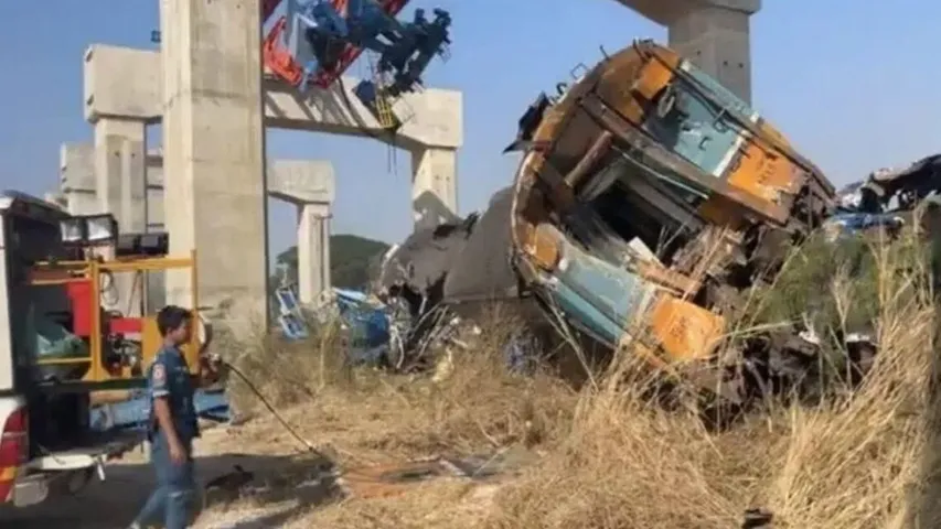 At least 22 people killed when crane falls on train in northeast Thailand