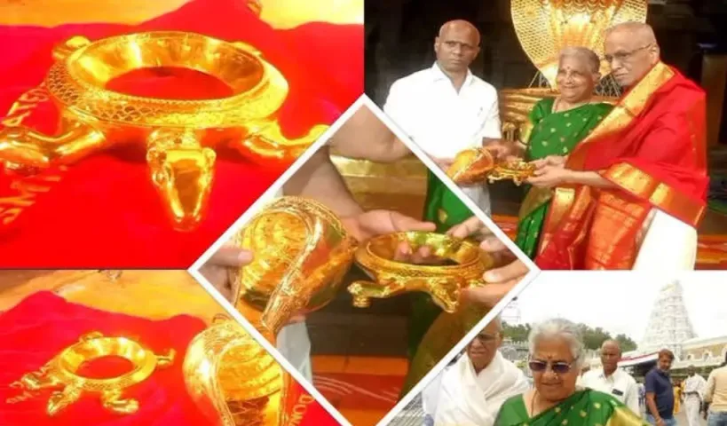 శ్రీనివాసుడికి బంగారు ఆభరణాలు కానుకగా ఇచ్చిన ఇన్ఫోసిస్ మూర్తి దంపతులు