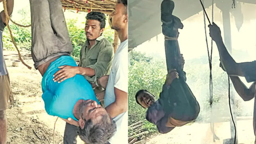 Mancherial: మేక ఎత్తుకెళ్లాడంటూ దళిత యువకుడిని తలకిందులుగా వేలాడదీసి..