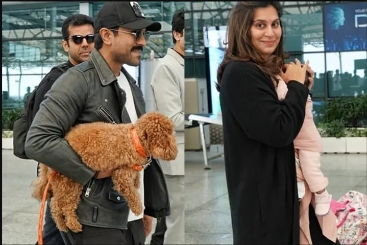Ram Charan: ఎయిర్ పోర్ట్ లో  కూతురు 'క్లింకార' తో రామ్ చరణ్.. ఫొటోలు ఇవే!