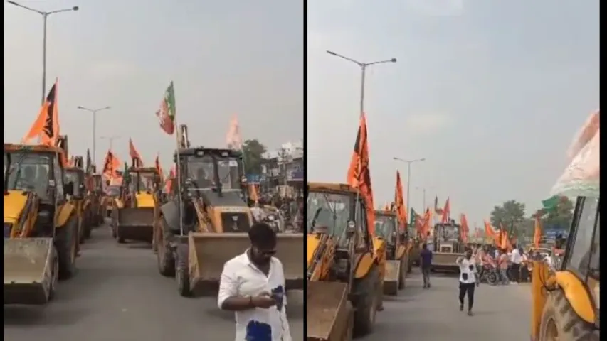 Telangana Elections: బుల్డోజర్లతో వెళ్లి నామినేషన్ వేసిన తెలంగాణ బీజేపీ నేత.. వీడియో వైరల్!