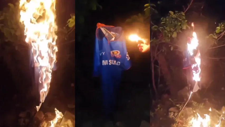 Viral Video : ముంబై జెర్సీ తగలబెట్టిన రోహిత్‌ అభిమాని.. ట్విట్టర్‌లో వెల్లువెత్తుతున్న నిరసనలు!