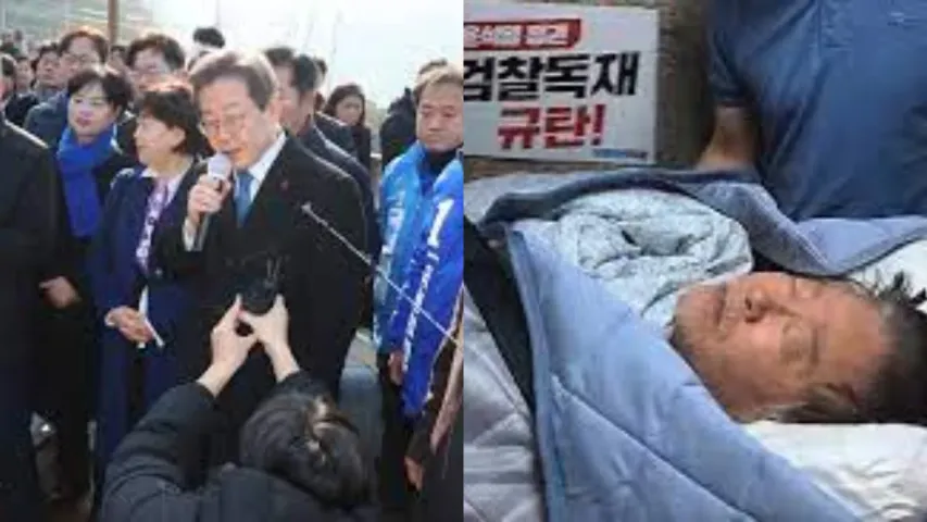 South Korean: మీడియాతో మాట్లాడుతున్న దక్షిణ కొరియా ప్రతిపక్ష నేతపై కత్తితో దాడి..వీడియో వైరల్..!!