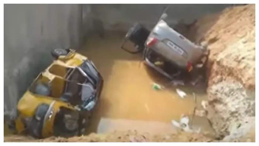Hyderabad: శంషాబాద్‌ లో ఘోర ప్రమాదం.. కల్వర్టు గుంతలో పడిన వాహనాలు