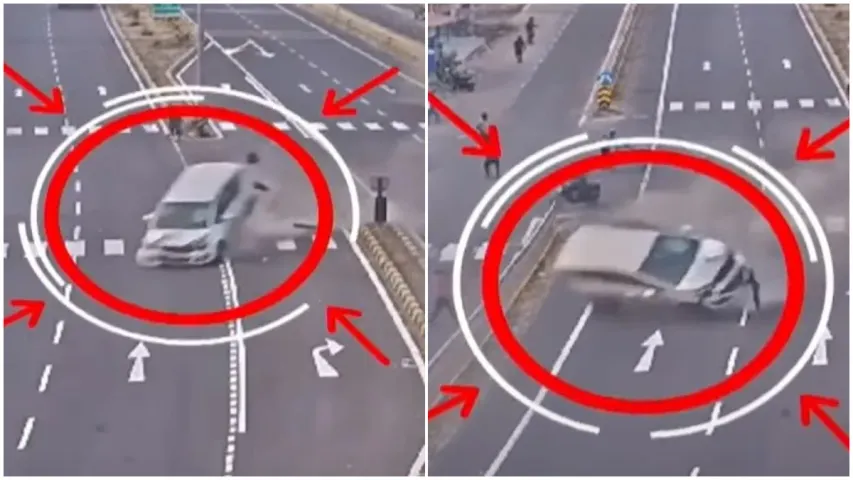 Accident : ఒళ్లు గగుర్లుపొడిచే యాక్సిడెంట్.. గాల్లో పల్టీలు కొట్టిన కారు!
