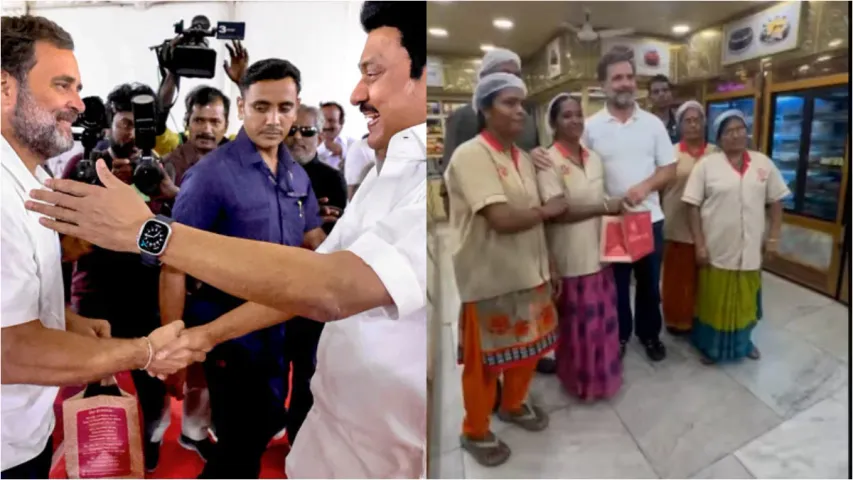 Rahul Gandhi: సీఎం స్టాలిన్ నోటిని తీపి చేసిన రాహుల్ గాంధీ..ఫేమస్ మైసూర్ పాక్ గిఫ్ట్