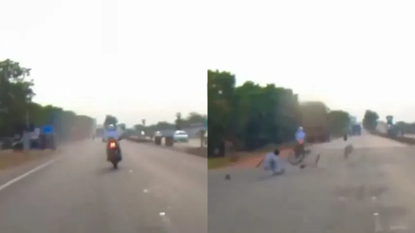 Rash Driving: రెచ్చిపోయిన బైకర్.. ర్యాష్ డ్రైవింగ్‌ చేస్తూ.. లారీ కిందికి దూసుకెళ్లాడు..!