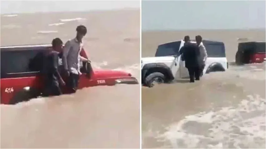Gujarat: రీల్స్‌ పిచ్చి..కార్లతో సముద్రంలోకి..