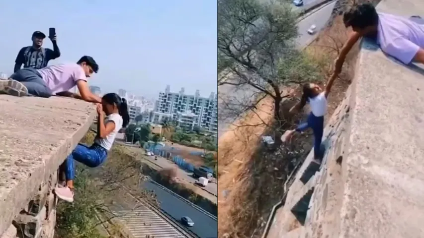 Watch Video: రీల్స్ మోజులో పడి యవతి పిచ్చి స్టంట్..
