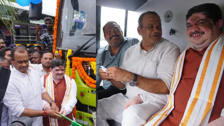 ఆర్టీసీ బస్సులను ప్రారంభించిన కోమటిరెడ్డి, పొన్నం