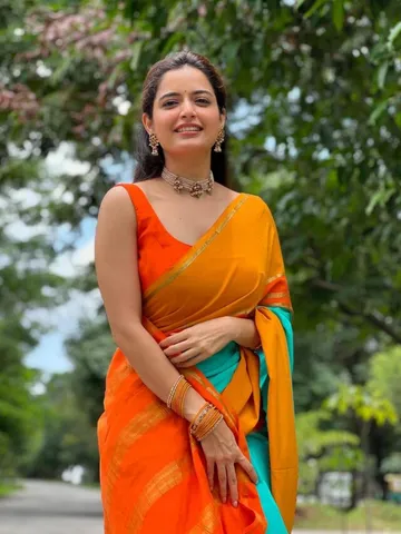 చీరలో  అషిక అందాల మెరుపులు