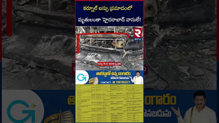 కర్నూల్ బస్సు ప్ర*మాదంలో మృ*తులంతా హైదరాబాద్ వాసులే! | F*ire Incident In Private Bus | RTV